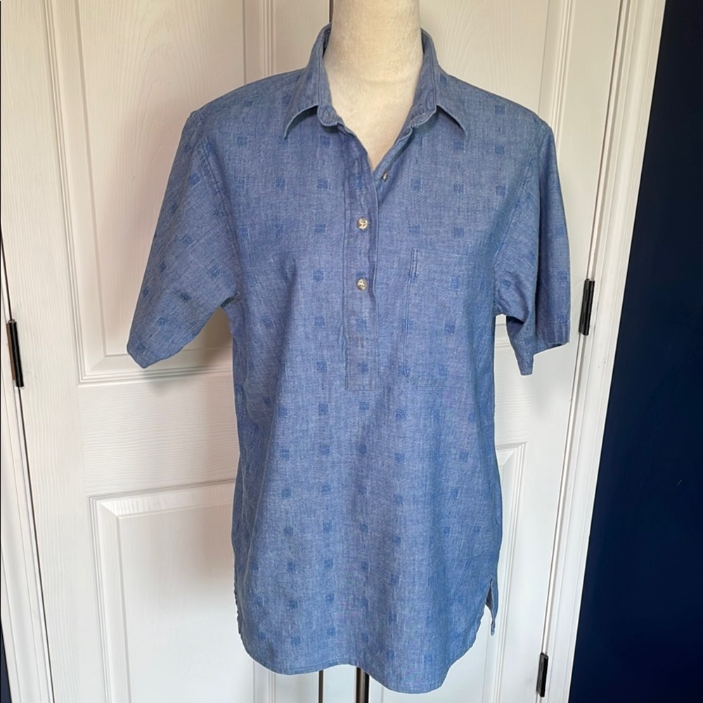 Vintage Sperry Top-Sider 100% Cotton‎ Pullover Collared Short Sleeve Shirt